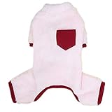 ICOUCHI 犬のパジャマ ロンパース つなぎ 秋冬適用 中型犬 小型犬 ペット服 ドッグウェア パーカー ボア付き 四つの足 洋服 かわいい フリース製 部屋着 寝間着 ルームウェア 抜け毛対策 防寒 暖かい 保温 お出掛け用 散步 (M, ピンク)