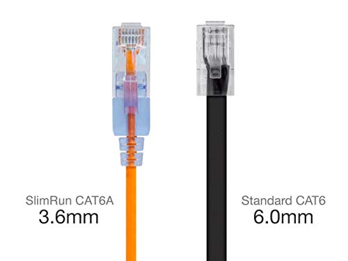 Image of Monoprice Cat6A 2ft Yellow 10-Pk Patch Cable UTP 30AWG 10G Pure Bare Copper Snagless RJ45 SlimRun Series Ethernet Cable