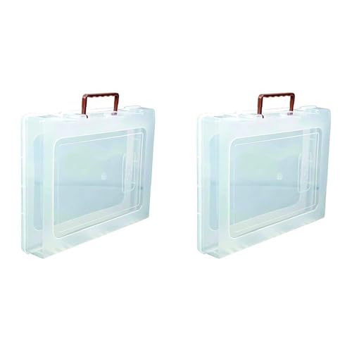 Image of Multipurpose Plastic Rectangular Storage Boxes with Locks and Handle Matte Finish for Saree, Laptop, Books (Set of 2, Dulhaniya)