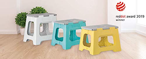 Vigar Compact Foldable Stool, 12-1/2 Inches, Lightweight, 330-Pound Capacity Non-Slip Folding Step Stool, Mustard #TOP7