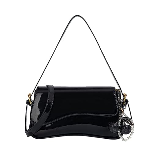 AOIR Black Purses for Women Trendy Y2K Faux Leather Clutch Purse with Cherry Pendant Crossbody Shoulder Bag and Handbags