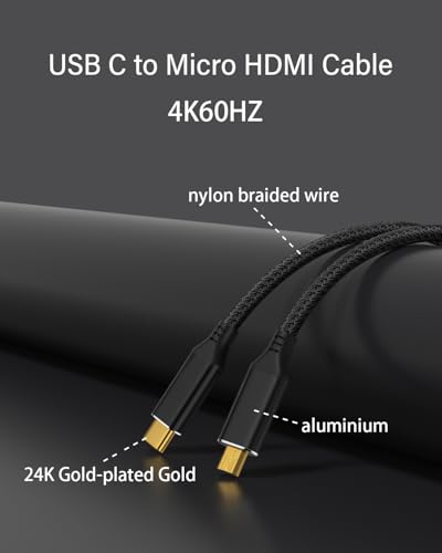 Adaptador USB C a Micro HDMI 4K 60Hz negro para monitor externo y transmisiones de video 3
