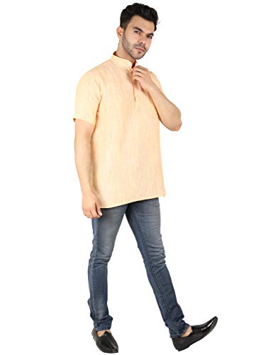 Image of LATEST CHIKAN Men's Cotton Regular Casual Strped Short Kurta Half Sleeves - (SK-LJ.DS.AS)