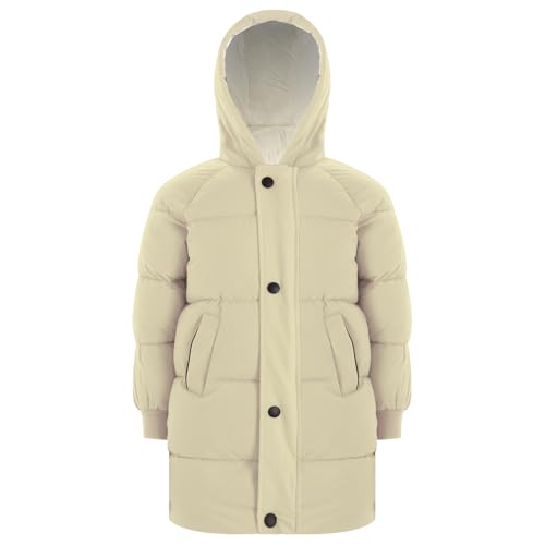 Toddler Boys Girls Hooded Puffer Jackets Lightweight Winter Coats Thick Padded Outerwear Beige 4-5 Years3