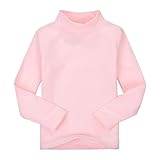 Kids Turtleneck Undershirt Infant Lightweight Long Sleeve Solid Baselayer Pullovers Boy Girl Fall (Pink, 6-7 Years)