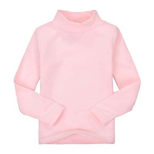 Kids Turtleneck Undershirt Infant Lightweight Long Sleeve Solid Baselayer Pullovers Boy Girl Fall (Pink, 6-7 Years)