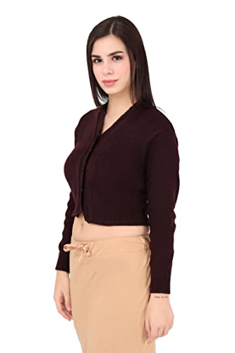 Image of Women Winter Wear V-Neck Full Sleeves Regular Fit Woollen Blouse