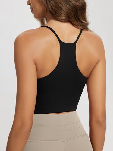 ODODOS Halter Sports Bra for Women Non Padded Strappy Cropped Tops Workout Yoga Crop2