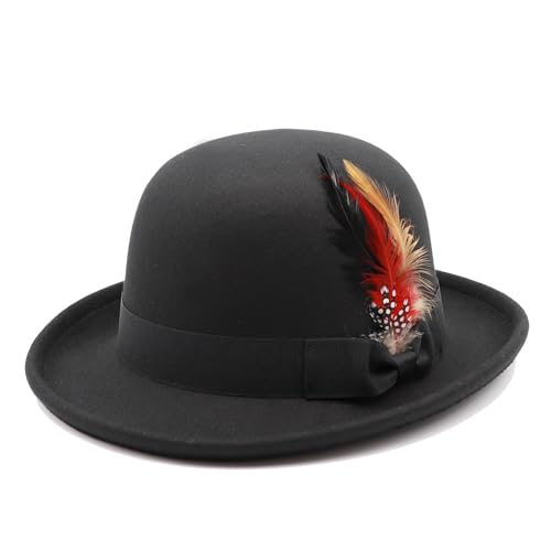 MivBuks Bowler Hut Herren Melone für Damen Zylinder Hut Filzhut Melonenhut Derby Top Hat für Fasching Cosplay Karneval Halloween (DE/NL/SE/PL, Alphanumerisch, L, Schwarz)