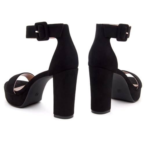 Image of Herstyle Women's Chunky Platform Heels - 4 Inch Block Heeled Sandals, Open Toe Dressy Strappy Heels with Ankle Strap for Wedding, Prom, Party & Graduation