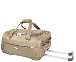 Wheeled Holdall Travel Roller Duffle Mid Size Bag Weekend Luggage HOL214 (Beige)