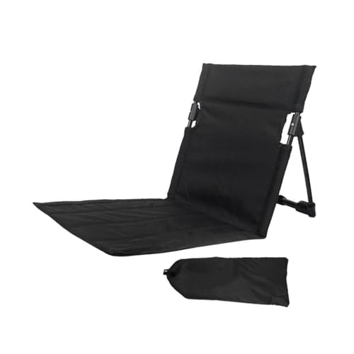 Ronyme Silla de Playa con Respaldo Silla de Estadio Estera de Playa Silla de salón Silla de Piso de Playa Silla Plegable para Parque Patio al Aire Libre, Negro