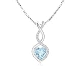 aquamarine infinity heart pendant necklace with diamonds in silver 5mm aquamarine 