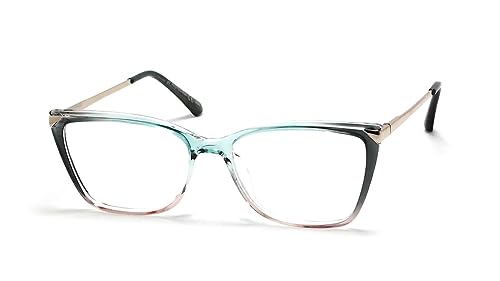 Óculos Armação Feminino Gatinho Com Lentes Sem Grau Ab-1011 (Verde-Degradê)