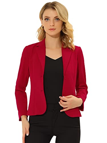 Allegra K Lapel Collar Blazer for Women's Long Sleeve Stretch Two Buttons Suit Office Work Jacket