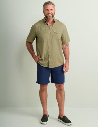 Image of HUK Men's Tide Point Kc Scott Original Artwork Short Sleeve Shirt, Fishing Button Down