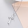 YAFEINI Cross Necklace Sterling Silver Religious Cross Crucifix Pendant Necklace Engraved Faith Hope Love Gifts Cross Jewellry Gifts for Women Mens (Silver cross necklace) #2