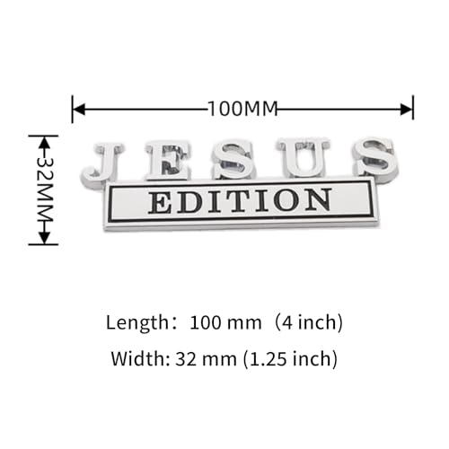 Image of 1pc 3D Raised Letter Jesus Edition Emblem Car Decal - Metal Sticker for Vehicles, Trucks, Motorcycles, SUV Door Tailgate Bumper Badge Auto Decoration (Silver and Black)