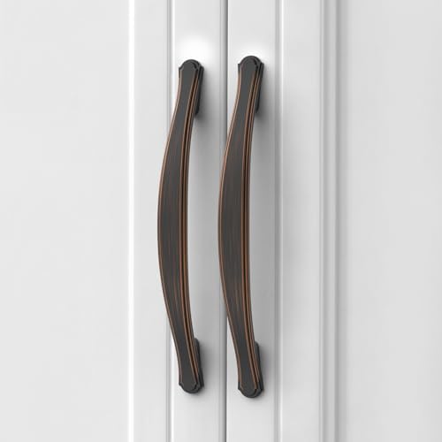 Image of Asidrama 10 Pack 5 Inch(128mm) Oil Rubbed Bronze Kitchen Cabinet Handles Cabinet Pulls Kitchen Cabinet Hardware for Cupboard Drawer Pulls