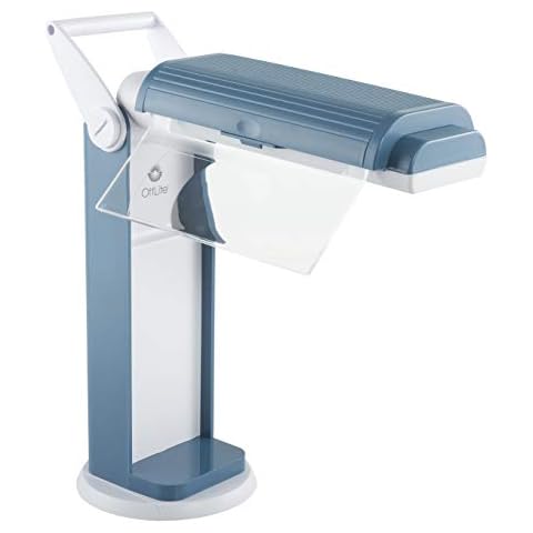 OttLite 13 Watt Magnifier Task Lamp with 2X Magnification and Swivel Base, Dark Blue Cover