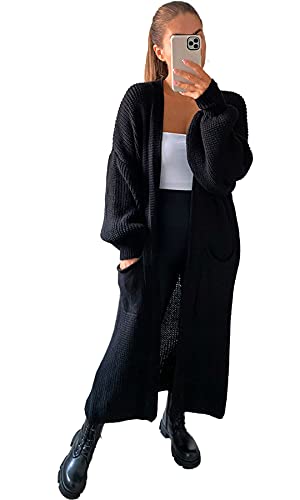 Image of Crazy Girls Womens Balloon Sleeve Cardigan, Black, SM (UK 8-10)