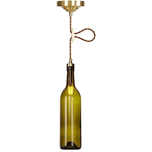 Lustre moderne bouteille de vin en verre gris brun base cuivre E27