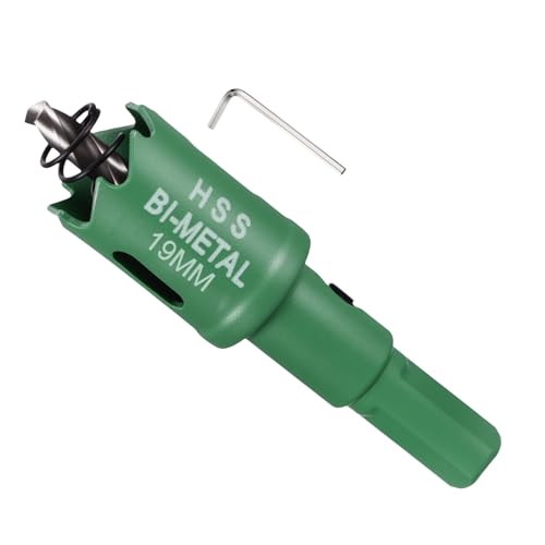 METALLIXITY バイメタルホールソーキット19mm(3/4インチ)、M42ハイスピードスチールホールカッター、センタードリルビット、六角レンチ、スプリング付き - 金属板、木材、プラスチック板、PVCボード用。緑