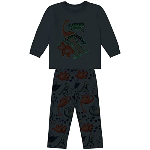 Pijama Infantil que Brilha no Escuro Inverno Moletom Flanelado Menino Brandili Dinossauros Azul (3)
