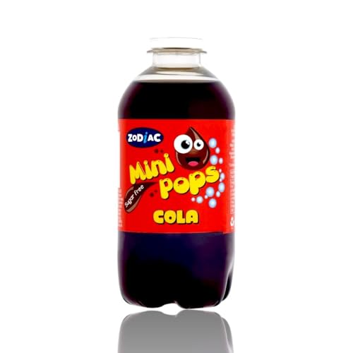 Mini Pop Assorted Flavoured Soft Drinks Sugar-Free 330ml each Bottles 24 or 12 Pack Cola, Lemonade, Dandelion & Burdock, Orange, RaspBerry, Bubble Gum (24 Bottles, Cola)