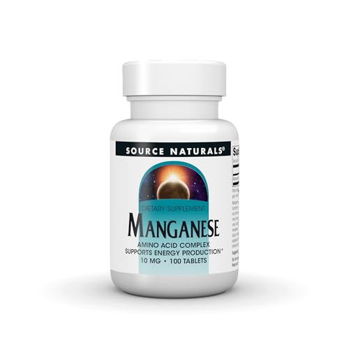 Source Naturals Manganese, Amino Acid Complex - Supports Energy Production* - 10 mg - 100 Tablets