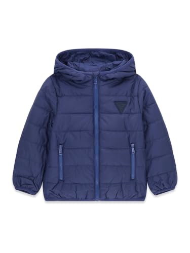 Image of Guess Puffer Jacket Kids Unisex Hooded Padded Puffer Regular Fit Blue