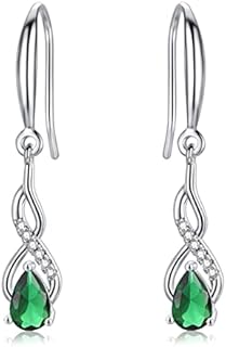 Sterling Silver Drop Earrings for Women, Silver Dangle Earrings with Cubic Zirconia Linear Hypoallergenic Teardrop Earring for Sensitive EarsBirthday Jewellery Dangly Earrings Gift