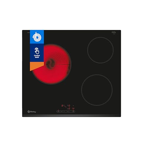 Balay 3EB714LR   Placa Vitrocerámica, 60 cm, 2 Zonas de Cocción, Gran zona 23 cm, Bisel delantero, Control Táctil