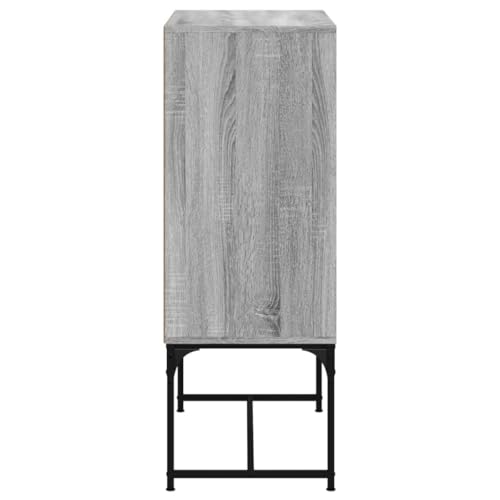 Aparador moderno de roble gris con patas metálicas, mueble buffet elegante con 2 puertas de salón 8