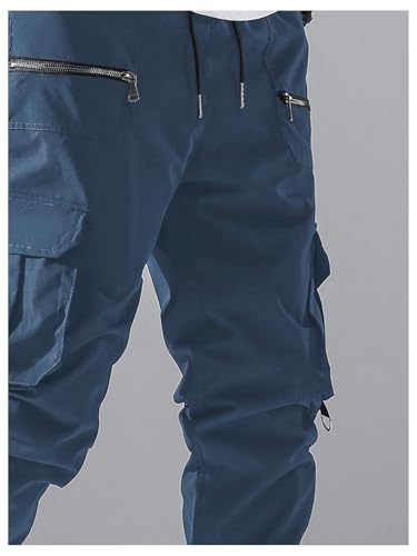 Verdusa Men's Drawstring Waist Zip Up Cargo Jogger Pants with Pocket4