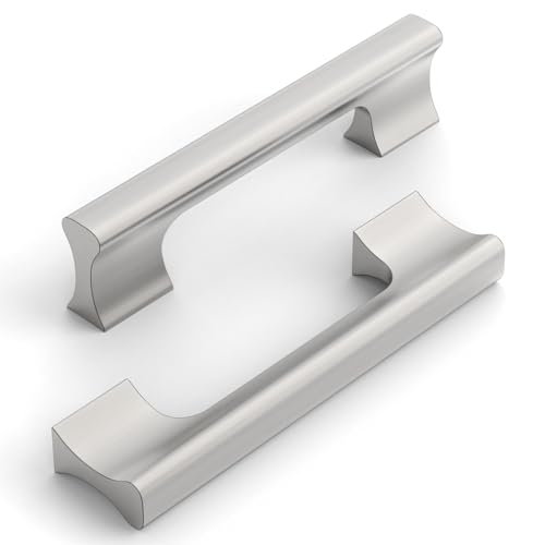 10個パック 3.75インチ(96mm) キッチンキャビネットハンドル つや消しサテンニッケルキャビネット取っ手 キッチンハードウェア引き出し取っ手 食器棚ワードローブ用