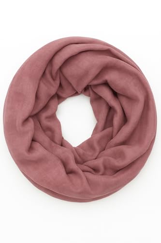 FASHION YOU WANT Damen edler einfarbiger Loop Schal Schlauchschal,Unifarben Tuch, Glitzer leichter Schlauchschal (UNI altrosa)