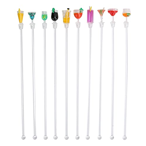 10PCS Palitos para Cócteles de Acrílico, Mezcladores de Bebidas, Color Variado - Material Seguro de Calidad Alimentaria, Diseño Ergonómico, Ideal para Bares y Fiestas (palo batidor grande)