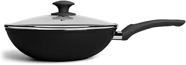 Wok com tampa Optima, com fundo de Indução, 28 X 8, 3,4L, Ceramic Life, Brinox, Preto