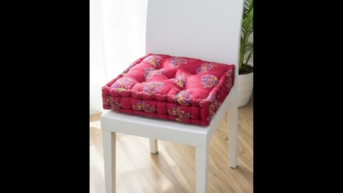 Image of Amazon Brand - Umi Chair Cushion Comfortable Thick Tufted Seat Cushion Cushion for Meditation,Floor Cushion for Sitting in Living Room,Indoor Pads Seat Set of 1,16X16(Inches) (Maroon)