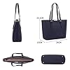 David Jones - Sac à Main Shopping Femme Grand Format - Sac Cours Lycée Fille - Cabas Fourre-Tout Porté Epaule Cuir PU Anse Longue - Shopper Grande Capacité A4 - Sac Etudiante Travail - Bleu Foncé #5