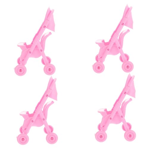 FUNNETOYU 4 Stück Teiliges Mini Babywagen aus Abs Kunststoff Farbenfrohes Rollenspiel Zubehör für Pädagogisches Puppenwagen Modell für Eltern Junge Mädchen Interaktion