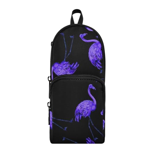 Astuccio grande capacità con tasche multiple bellissimo acquerello fenicottero sacchetto scuola ufficio adolescenti ragazze ragazzi 01 Taglia unica Adorabile viola nero