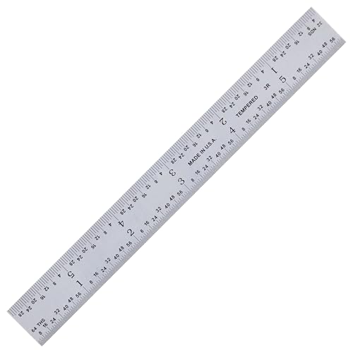 PEC Tools Made in USA 6" Metal Ruler, Rigid