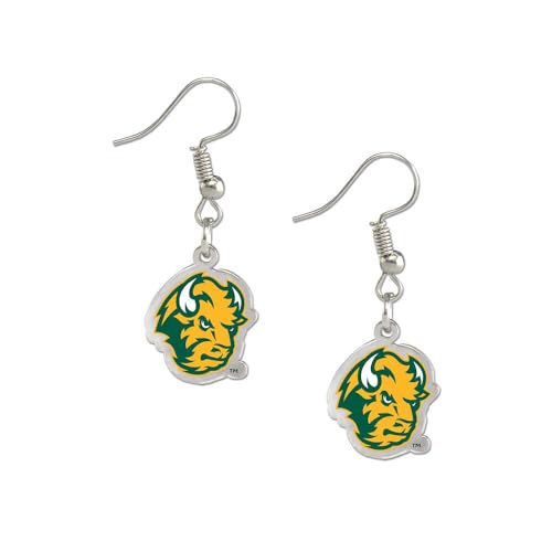 Dangle Earrings by Fan Frenzy Gifts | University Logo Earrings for Women & Men with Stainless Steel Shepherd Hooks | Officially Licensed Sports Fan Merchandise, (North Dakota State University)