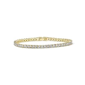 PAVOI 14K Gold Plated 3mm Cubic Zirconia Classic Tennis Bracelet | Gold Bracelets for Women | Size 6.5-7.5 Inch