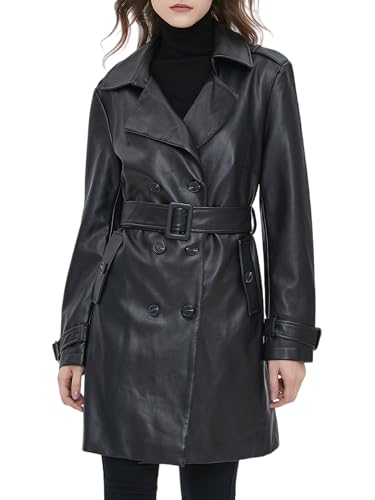 Beinia Women's PU Faux Leather Blazer Jacket, Waterproof, Button Front