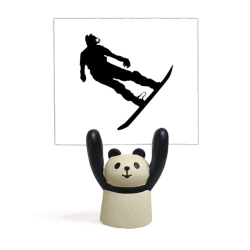 Planche de ski porte-photo panda - Pince-notes stable pour bureau et maison