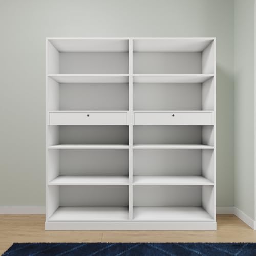 Image of VIKI Wardrobe | Wooden Almirah for Clothes,Door for Bedroom, 4 Door Wardrobe with Inside Drawer (Frosty White - 40D x 160W x 180H) | 1 Year Warranty | Free Assembly