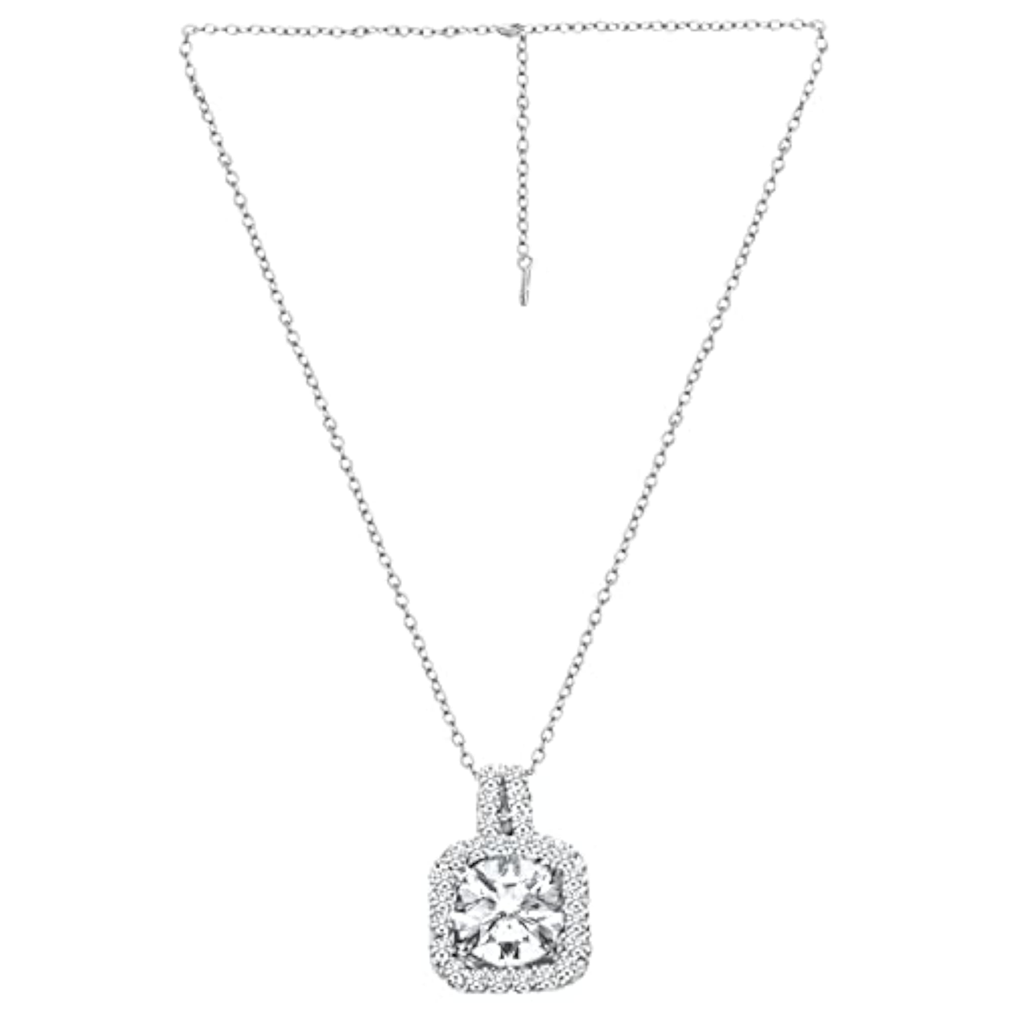 Women's Silver Plated American Diamond Studded Pendant Necklace